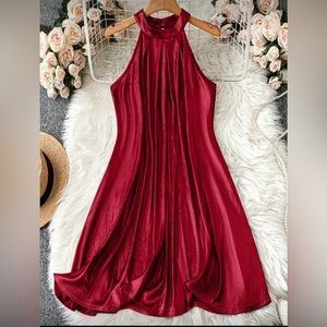Elegant Red Halter Dress